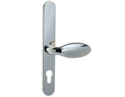 Mila Supa Standard Lever/Pad Door Handles, Backplate - 92mm/62mm C/C Euro Lock, Polished Stainless Steel - 570551 (sold in pairs)