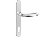 Mila Supa Safety Lever Door Handles, 240mm Backplate - 92mm C/C Euro Lock, Polished Stainless Steel - 570701 (sold in pairs) 