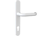Mila Supa Safety Lever Door Handles, 240mm Backplate - 92mm C/C Euro Lock, Powder Coated White Stainless Steel - 570708 (sold in pairs) 