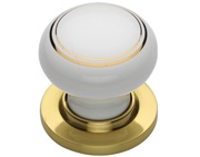 Heritage Brass Gold Line White Porcelain Mortice Door Knobs, Polished Brass Rose - 6010-PB (sold in pairs)