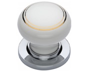 Heritage Brass Gold Line White Porcelain Mortice Door Knobs, Polished Chrome Rose - 6010-PC (sold in pairs)