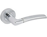 Frisco Insignia Tifosi Door Handles On Round Rose, Dual Finish Polished Chrome & Satin Chrome - 63115 (sold in pairs)