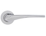 Frisco Insignia Lanza Door Handles On Round Rose, Polished Chrome - 63220 (sold in pairs)