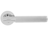 Frisco Insignia Knurled Door Handles On Round Rose, Polished Chrome - 63230 (sold in pairs)
