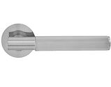 Frisco Insignia Linear Door Handles On Round Rose, Satin Nickel - 63242 (sold in pairs)