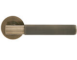 Frisco Insignia Linear Door Handles On Round Rose, Antique Bronze - 63245 (sold in pairs)