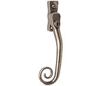 Mila Heritage Monkey Tail Espagnolette Locking Window Handle, 40mm Pin Length (Left Or Right Handed), Pewter Patina - 700222