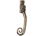 Mila Heritage Monkey Tail Espagnolette Locking Window Handle, 40mm Pin Length (Left Or Right Handed), Antique Bronze - 700252