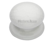 Heritage Brass Porcelain Cupboard Knobs (32mm Or 38mm), White Crackle - 7032