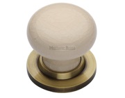 Heritage Brass Cream Crackle Porcelain Mortice Door Knobs, Antique Brass Rose - 8010-AT (sold in pairs)