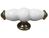 Chatsworth Oxford T Handle (Polished Chrome, Antique Brass OR Pewter), White Porcelain - BUL803-WHI