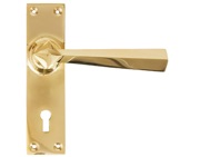 From The Anvil Straight Lever Sprung Door Handles (148mm x 39mm), Polished Brass - 83829 (sold in pairs)