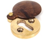 From The Anvil Standard Profile Round Escutcheon & Cover, Rosewood & Polished Brass - 83832