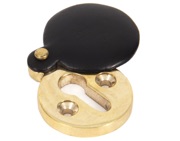 From The Anvil Standard Profile Round Escutcheon & Cover, Ebony & Polished Brass - 83833