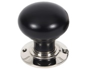 From The Anvil Bun Mortice/Rim Knob Set, Ebony & Polished Nickel - 83838 (sold in pairs)