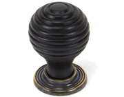 From The Anvil Beehive Cabinet Knob (35mm Or 38mm), Ebony Wood And Aged Brass - 83871