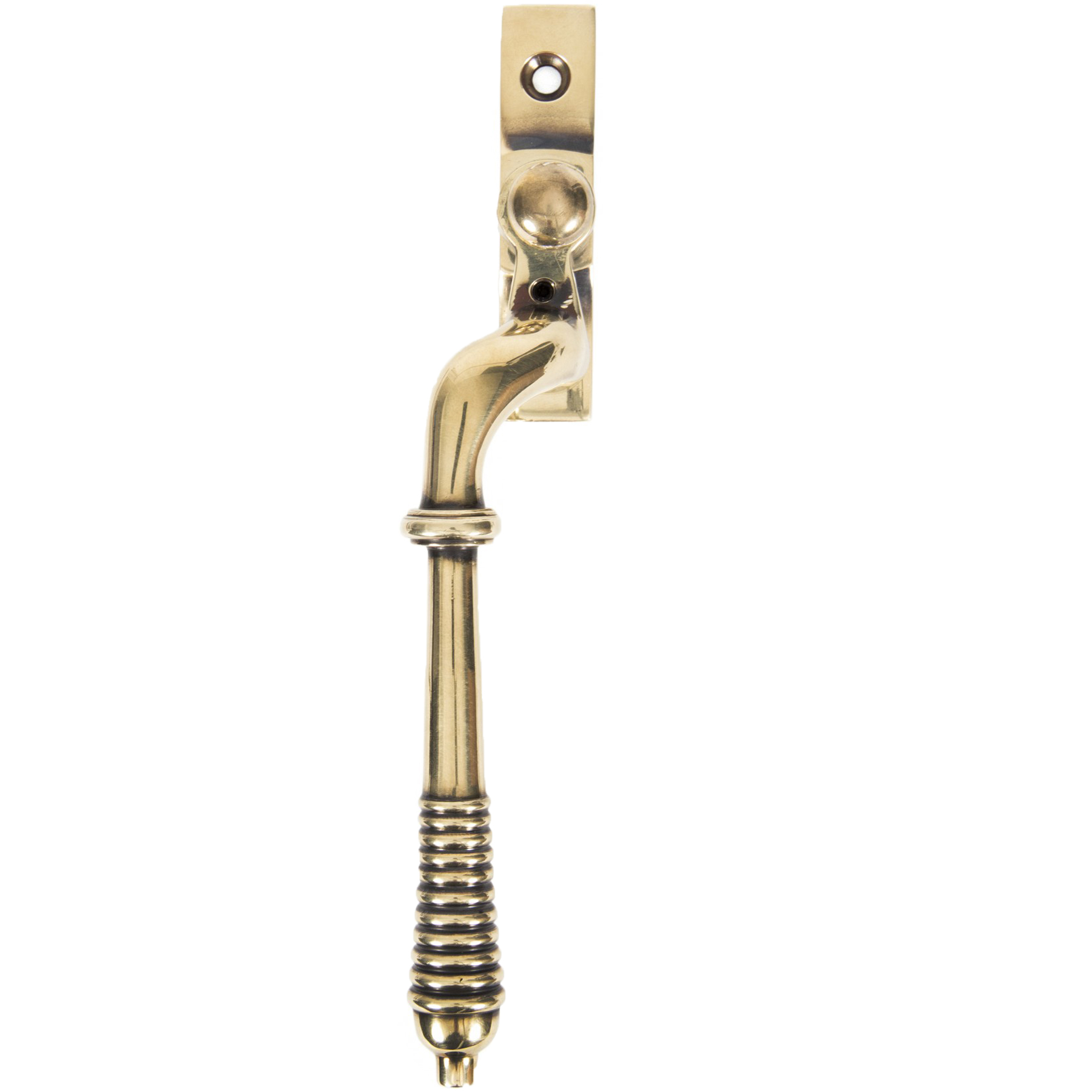 From The Anvil Left Or Right Handed Reeded Locking Espagnolette Window Fastener, Aged Brass - 83913