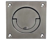 Hafele Squash Court Flush Ring Pull Handle (90mm x 90mm), Satin Nickel - 901.00.510
