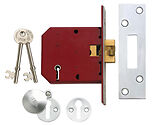 UNION 2401 5 Lever Sliding Door Lock With Claw Bolt (3 INCH), Satin Chrome - 9016