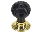 From The Anvil Beehive Mortice/Rim Knob Set, Ebony & Polished Brass - 91729 (sold in pairs)