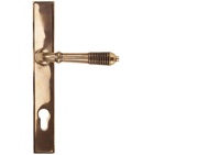 From The Anvil Reeded Slimline Lever Espagnolette, Sprung Door Handles, Polished Bronze - 91912 (sold in pairs)