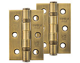 Atlantic Grade 7 Fire Rated 3 Inch Solid Steel Ball Bearing Hinges, Matt Antique Brass - A2H322MAB (sold in pairs)
