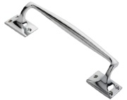 Carlisle Brass Pub Style Pull Handle On Square Rose (250mm Length), Polished Chrome - AA92CP