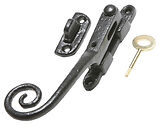Kirkpatrick Black Antique Malleable Iron Monkey Tail Lockable Night Vent - AB1181NVL