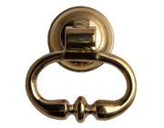 Cardea Ironmongery Cavendish Knuckled Drop Ring Handle, Unlacquered Brass - AB285