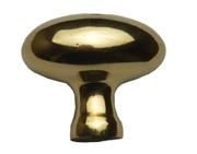 Cardea Ironmongery Oval Cupboard Knob (35mm x 25mm), Unlacquered Brass - AB349UNL