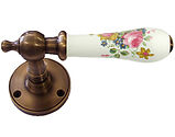 Chatsworth White Rose Porcelain Door Handle, Antique Brass Round Rose - ABBUL32-WHI-ROSE