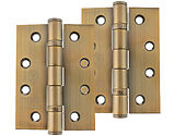 Atlantic 4 Inch Fire Rated Solid Steel Ball Bearing Hinges Grade 13, Antique Brass - AH1433AB (sold in pairs)