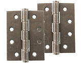 Atlantic 4 Inch Fire Rated Solid Steel Ball Bearing Hinges Grade 13, Distressed Silver - AH1433DS (sold in pairs)