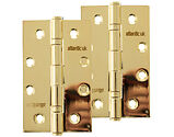 Atlantic Hardware 4 Inch Slim Knuckle Ball Bearing Hinges, Polished Brass - AH42525PB (sold in pairs)