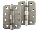 Atlantic 4 Inch Fire Rated Solid Steel Radius Corner Ball Bearing Hinges Grade 13, Satin Stainless Steel - AHR1433SSS (sold in pairs)