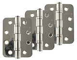 Atlantic 4 Inch Fire Rated Solid Steel Radius Corner Ball Bearing Hinges Grade 13, Polished Stainless Steel - AHR1433PSS(3) (sold in packs of 3)