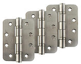 Atlantic 4 Inch Fire Rated Solid Steel Radius Corner Ball Bearing Hinges Grade 13, Satin Stainless Steel - AHR1433SSS(3) (sold in packs of 3)