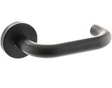 Atlantic Hardware Stainless Steel Commercial Return To Door Levers On Round Rose, Matt Black - ALRTDMB (sold in pairs)