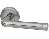 Intelligent Hardware E-Series Apollo Door Handles On Round Rose, Dual Finish Polished Chrome & Satin Chrome - APO.09.CP/SCP (sold in pairs)