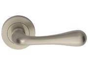 Carlisle Brass Manital Stella Door Handles On Round Rose, Satin Nickel - AQ1SN (sold in pairs)