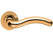 Carlisle Brass Manital Squiggle Door Handles On Round Rose, Polished Brass - AQ8 (sold in pairs)