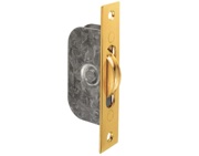 Carlisle Brass Galvanised Sash Window Axle Pulley (Square Forend), Polished Brass With Brass Wheel - AQ93