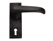 Cardea Ironmongery Curved Door Handle On Backplate, Dark Bronze - AT280A/DB