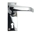 Cardea Ironmongery Curved Door Handle On Backplate, Polished Nickel - AT280A/PN
