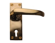 Cardea Ironmongery Curved Door Handle On Backplate, Unlacquered Brass - AT280A/UNL
