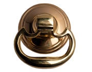 Cardea Ironmongery Cavendish Drop Ring Handle, Unlacquered Brass - AV017UNL