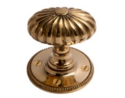 Cardea Ironmongery Pumpkin Oval Mortice Door Knob (55mm Diameter), Unlacquered Brass - AV021UNL