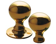 Cardea Ironmongery Ball Rim Door Knob (45mm Diameter), Unlacquered Brass - AV035UNL