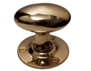 Cardea Ironmongery Oval Mortice Door Knob (60mm x 38mm), Unlacquered Brass - AV037UNL
