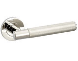 Alexander & Wilks Spitfire Knurled Door Handles On Round Rose, Polished Nickel PVD - AW220PNPVD (sold in pairs)